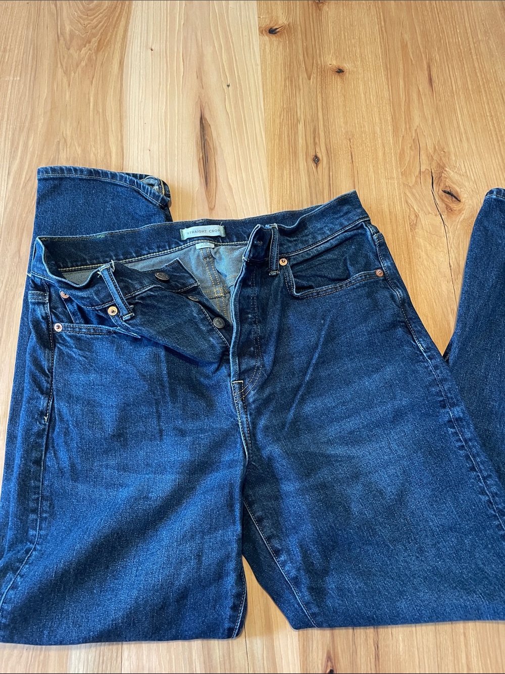 American Eagle Outfitters Women's Straight Leg Jeans - Dark Blue